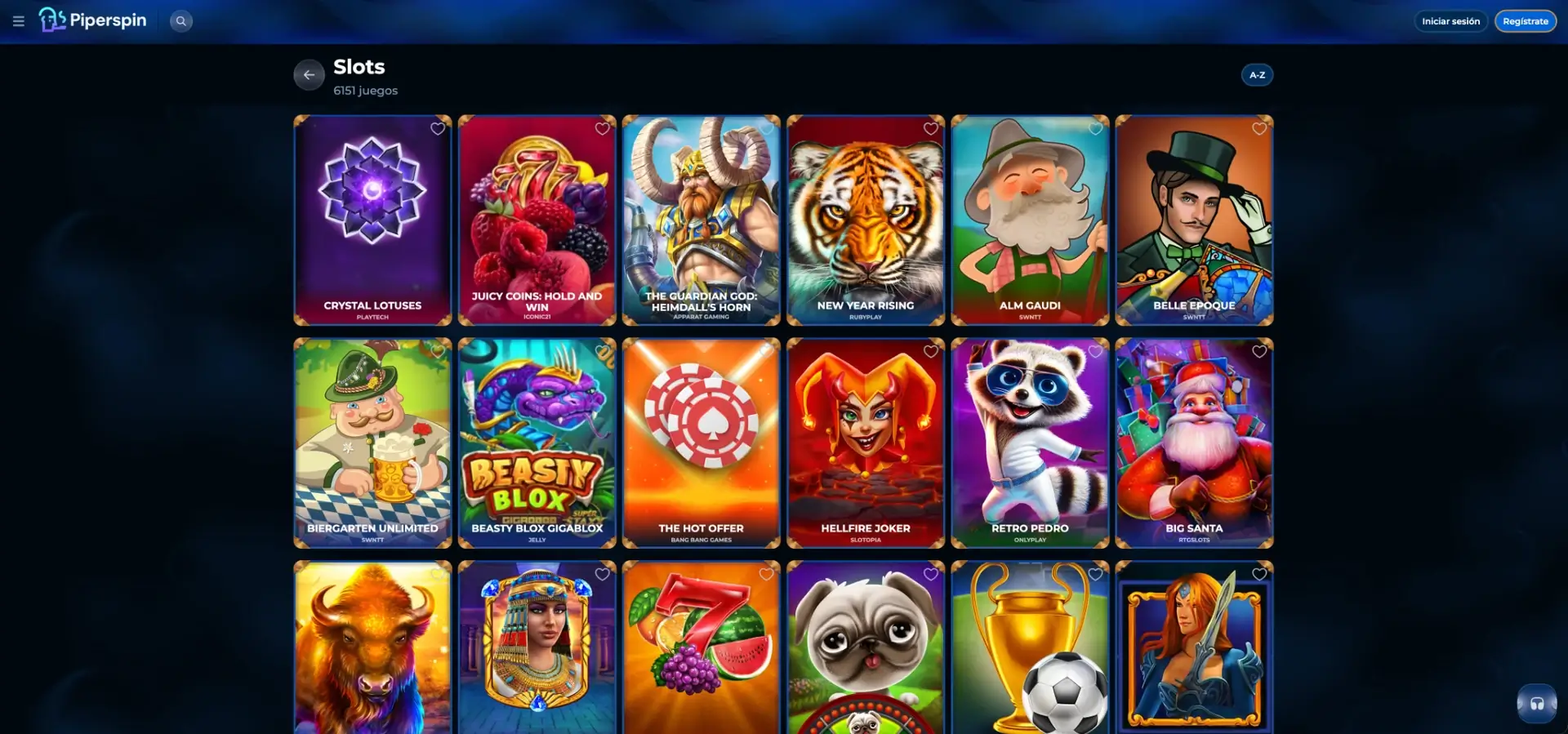 Catálogo de slots de Piperspin